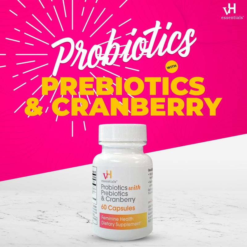 vH Essentials Probiotics for Women with Prebiotics, Cranberry & Vitamin C - 60 Capsules (30 Day Supply) - Women's Probiotics Support Gut Balance, Feminine Health & Urinary Tract Health for Women - Image 2